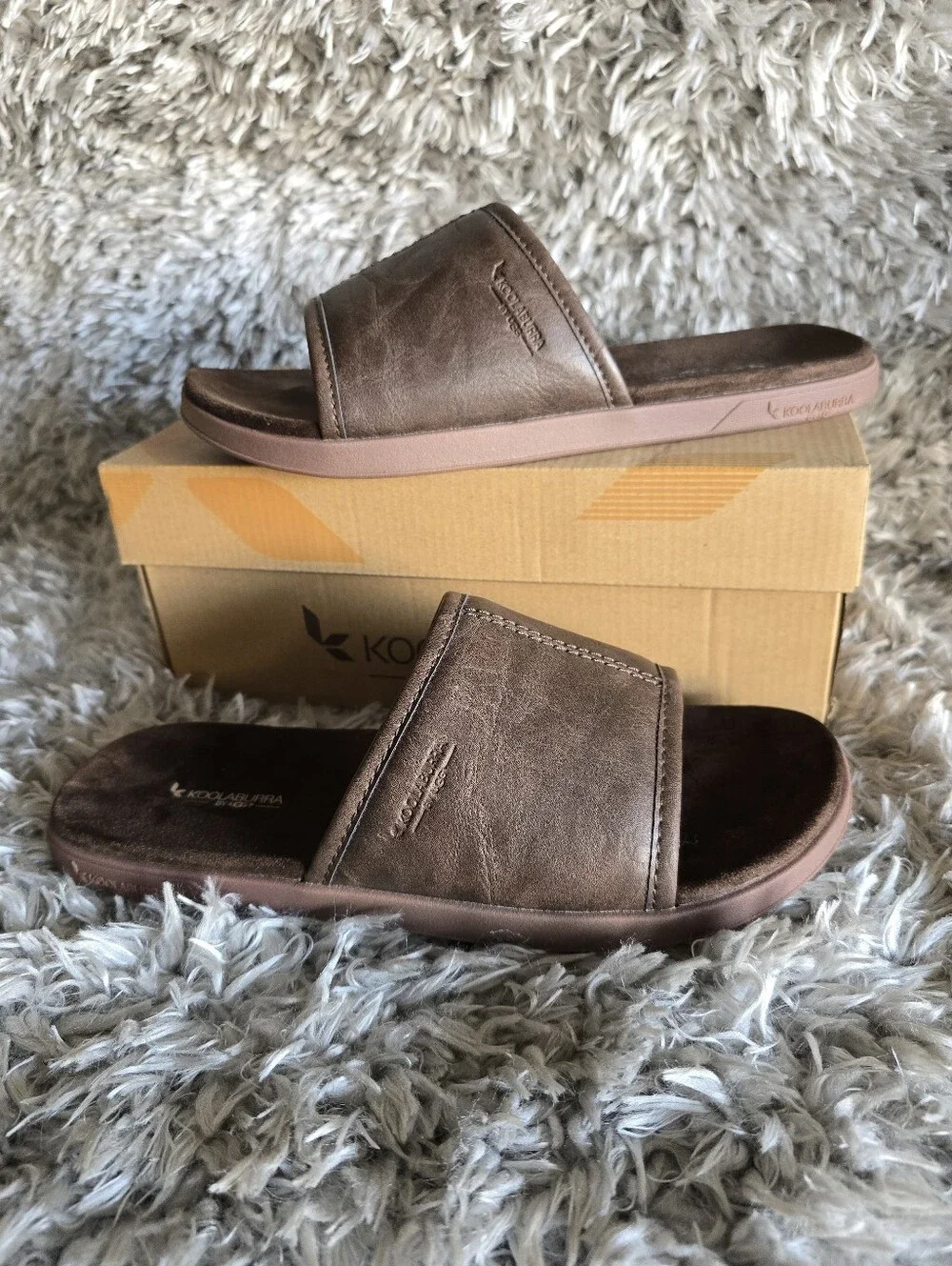 Koolaburra Brown Suede Slide Sandals for Men TREEVE